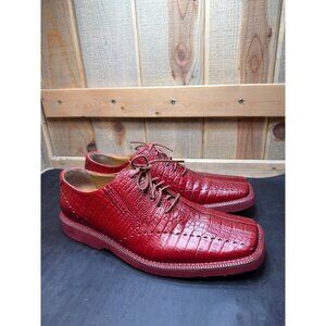 Giorgio Brutini Mens Red Genuine Leather Crocodile Embossed Oxford Shoes 8.5 D
